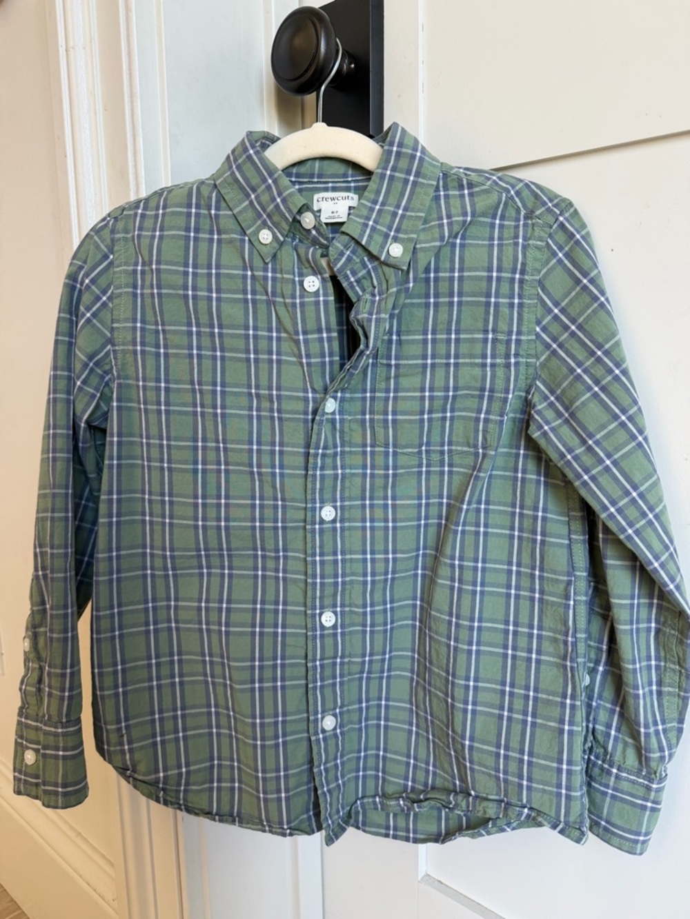 Crewcuts Boys Green and Blue Plaid Button-Down Shirt
